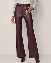 Ann Taylor The Petite Faux Leather Flare Pant Poised Plum Women's