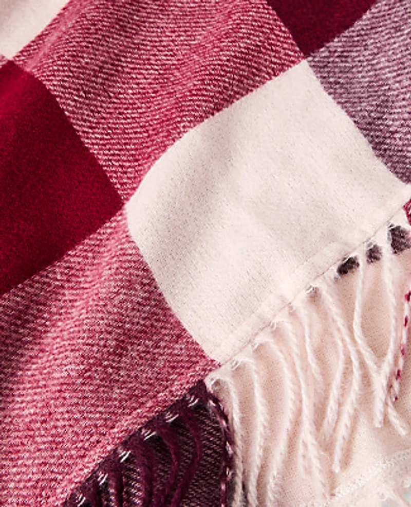 Ann Taylor Oversized Plaid Triangle Scarf Poised Plum Women's