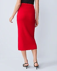 Ann Taylor Petite Ribbed Sweater Skirt Size XS Iconic Red Women's