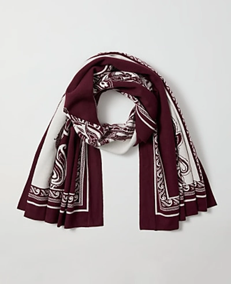 Ann Taylor Paisley Wrap Poncho Poised Plum Women's