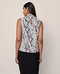 Ann Taylor Petite Snake Print Cowl Neck Blouse Winter White Women's