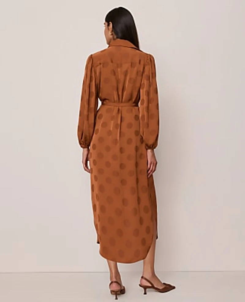 Ann Taylor Petite Belted Midi Shirtdress Spiced Cider Women's