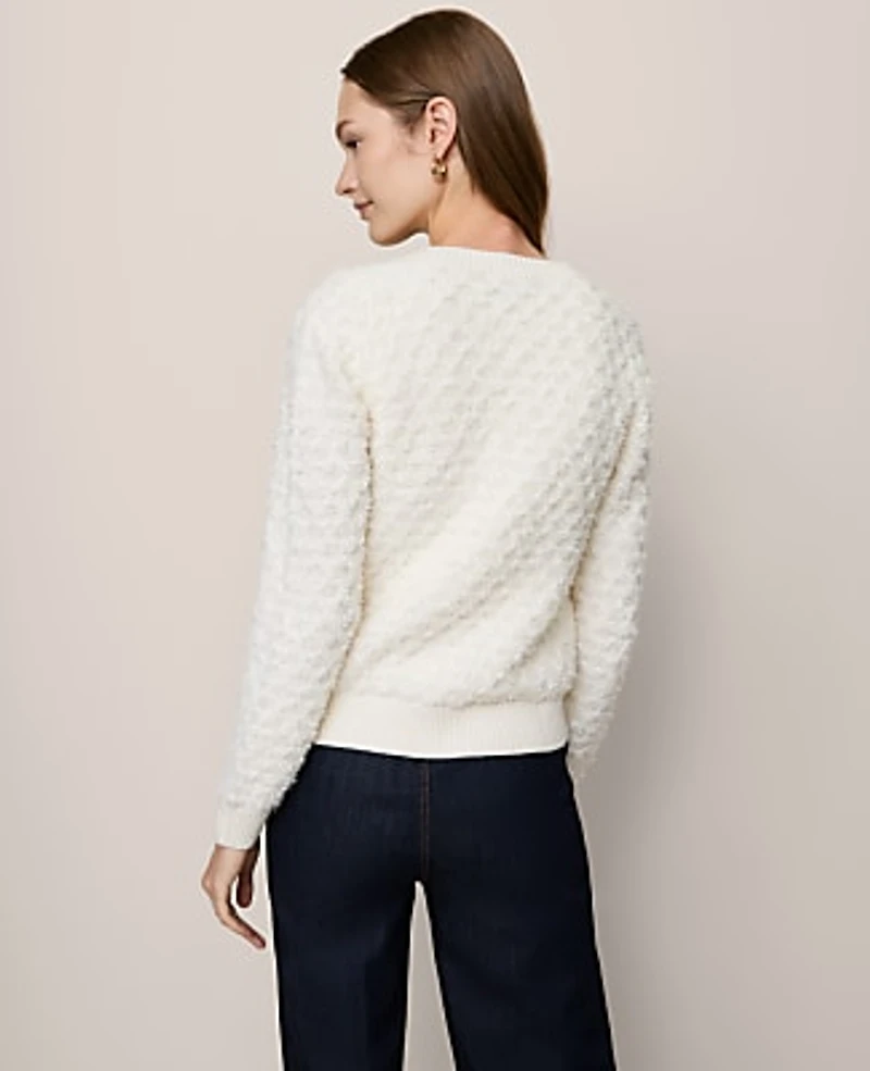 Ann Taylor Tweed Cardigan Winter White Women's