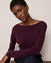 Ann Taylor Petite Cashmere Boatneck Sweater Deep Cabernet Women's