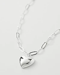 Ann Taylor Metal Heart Pendant Necklace Silvertone Women's
