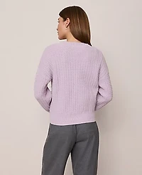 Ann Taylor Petite Weekend Popcorn-Stitch Cable Sweater Lavender Frost Women's