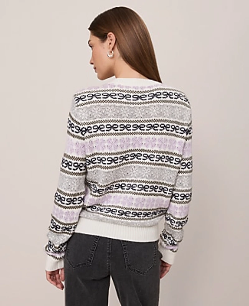Ann Taylor Petite Weekend Relaxed Fair Isle Sweater Lavender Frost Women's