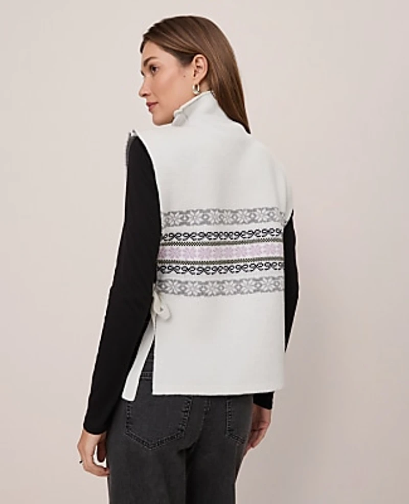 Ann Taylor Fair Isle Dickie Sweater Vest Winter White Women's