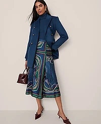 Ann Taylor Petite Chain Link Satin Wrap Midi Skirt Night Garden Women's