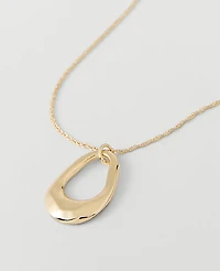 Ann Taylor Open Oval Pendant Necklace Goldtone Women's