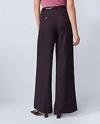 Ann Taylor Studio Collection Belted Wide-Leg Pant Plaid Red/Blue Women's