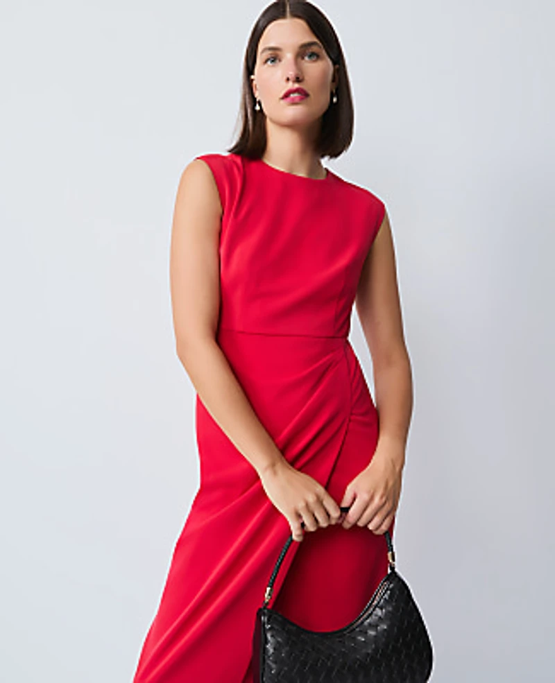 Ann Taylor Petite Faux Wrap Sheath Dress Iconic Red Women's