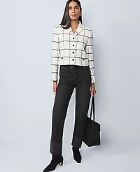 Ann Taylor The Military Blazer Jacket Windowpane Winter White Women's