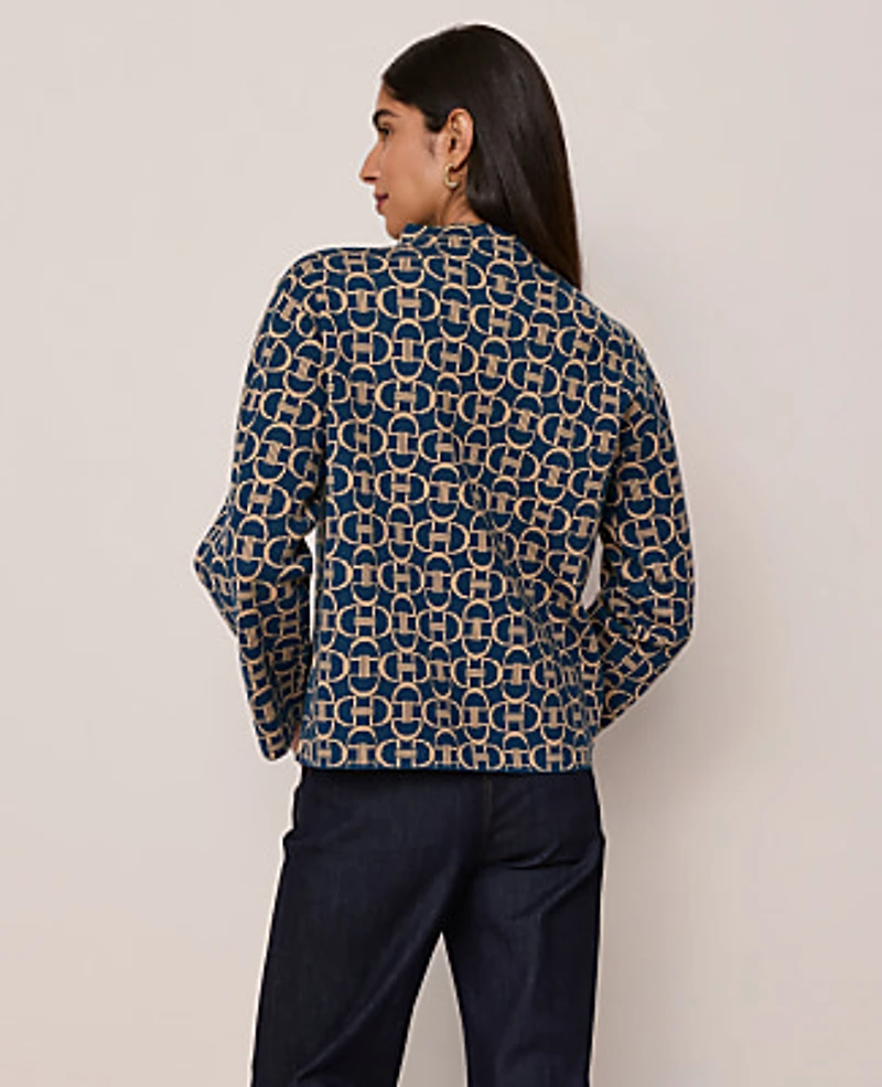 Ann Taylor Petite Chain Link Print Sweater Moonlit Backdrop Women's