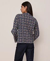 Ann Taylor Petite Chain Link Print Sweater Moonlit Backdrop Women's