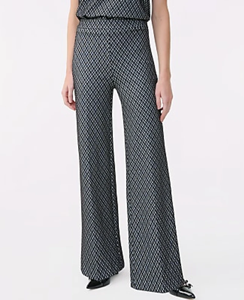 Ann Taylor The Side Zip Wide-Leg Pant Ponte Black Women's
