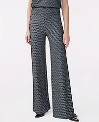 Ann Taylor The Side Zip Wide-Leg Pant Ponte Black Women's