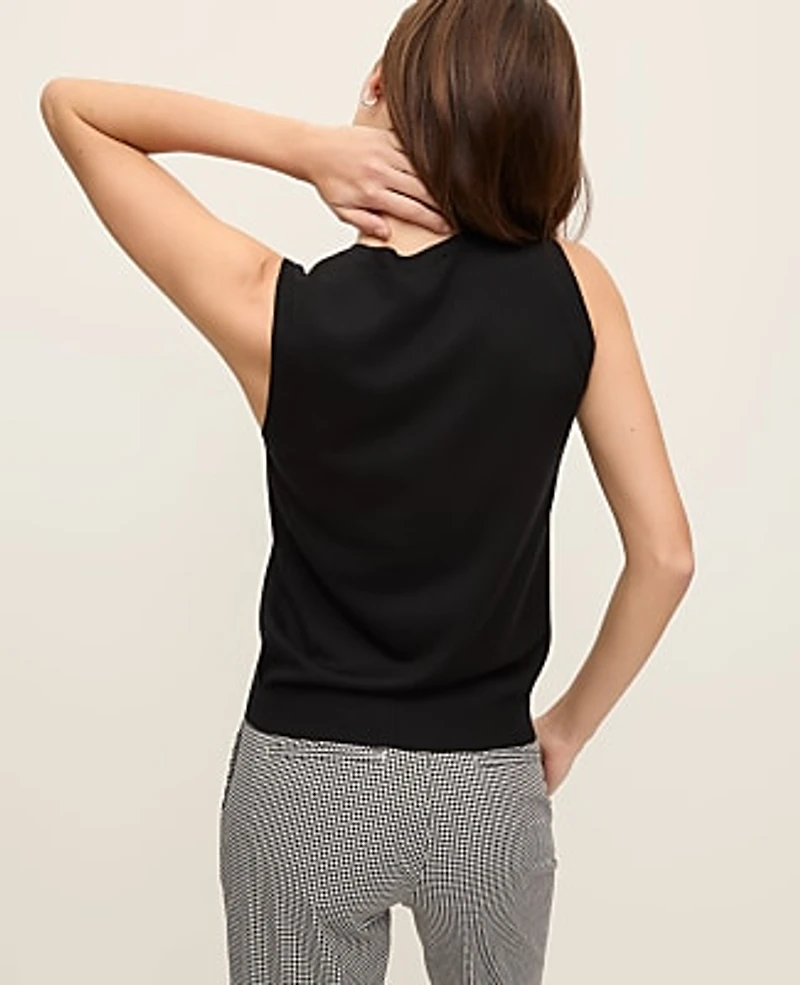 Ann Taylor Pointelle Trim Sweater Shell Top Women's
