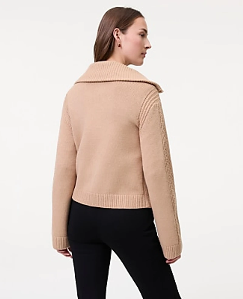 Ann Taylor Weekend Contrast Stitch Sweater Jacket Women's