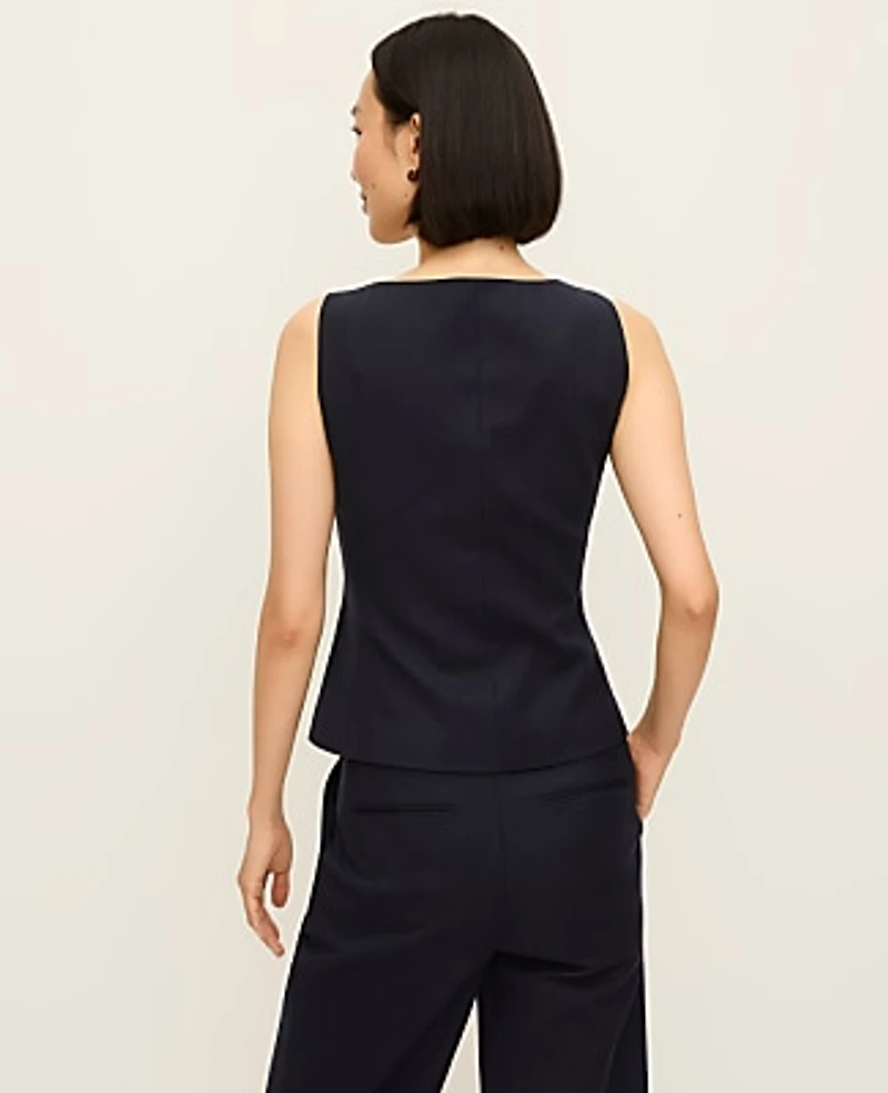 Ann Taylor The Cutaway Square Neck Vest Doubleweave Women's