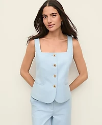 Ann Taylor The Cutaway Square Neck Vest Doubleweave Women's