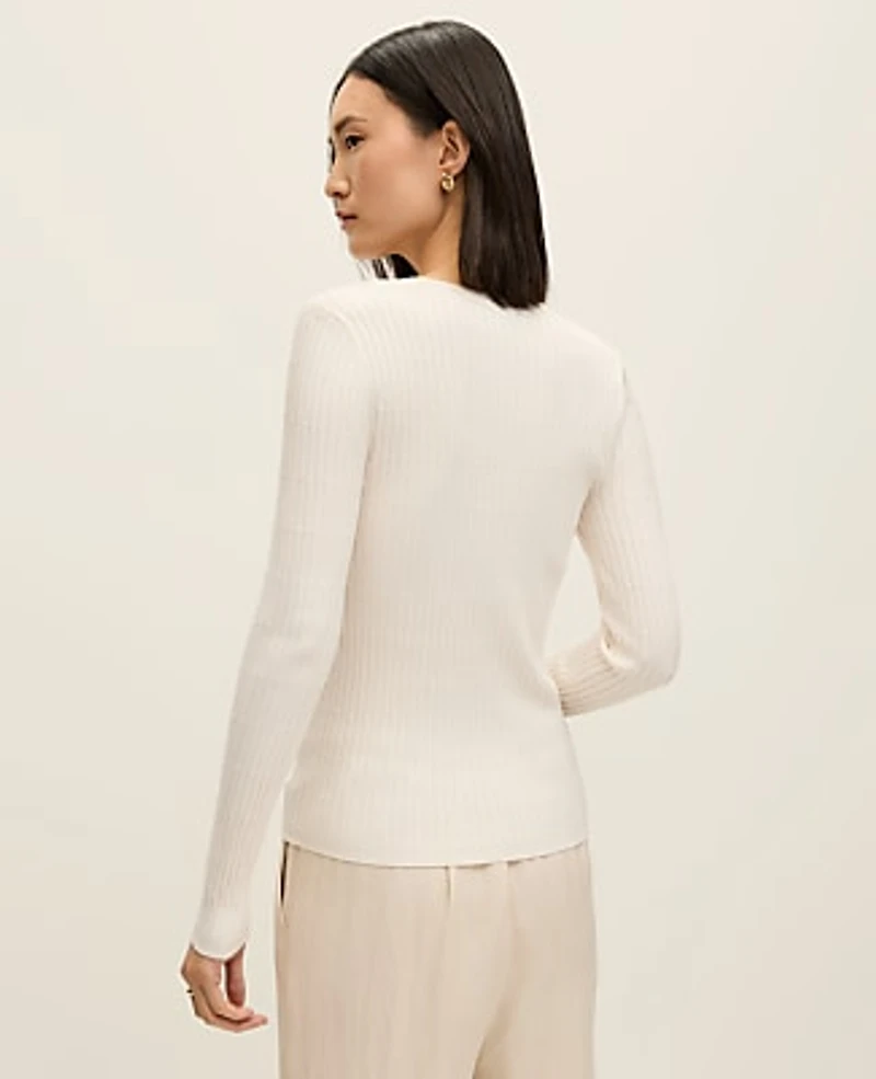 Ann Taylor Weekend Textured Stitch Sweater Size Small Winter White Women's