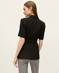 Ann Taylor The Fitted Belted Blazer Crepe Black Women's