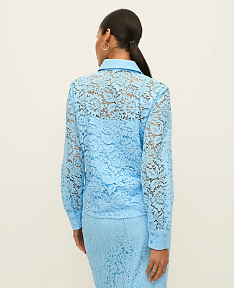Ann Taylor Lace Shirt Blue Air Women's