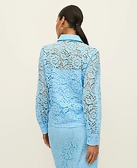 Ann Taylor Lace Shirt Blue Air Women's