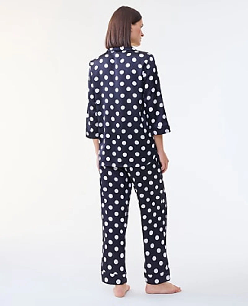 Ann Taylor Dotted Satin Pajama Set Night Sky Women's