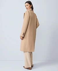 Ann Taylor Petite Double Breasted Long Coat Cafe Au Lait Women's