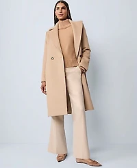 Ann Taylor Petite Double Breasted Long Coat Cafe Au Lait Women's