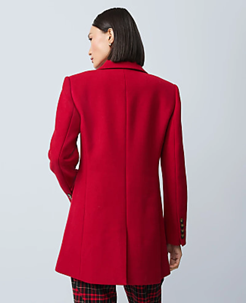 Ann Taylor Fitted Double Breasted Coat Jewel Red Women's