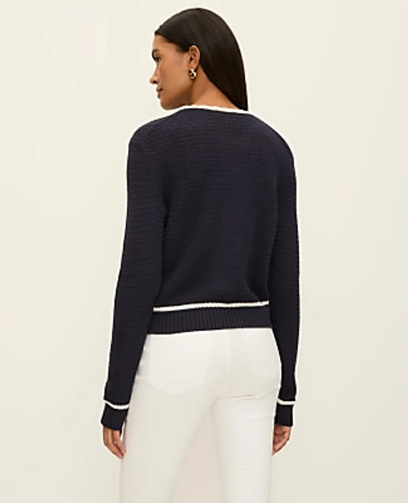 Ann Taylor Scalloped Trim Cardigan Women's