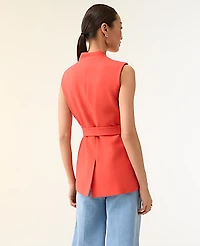 Ann Taylor The Belted Long Vest Fiery Sunset Women's