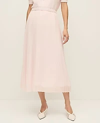 Ann Taylor Chiffon Pleated Midi Skirt Blush Haze Women's