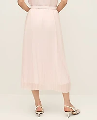 Ann Taylor Chiffon Pleated Midi Skirt Blush Haze Women's