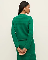 Ann Taylor Striped Scalloped Cardigan Lush Lawn Women's