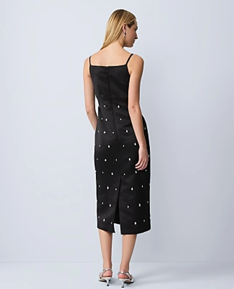 Ann Taylor Satin Sheath Dress Black Women's