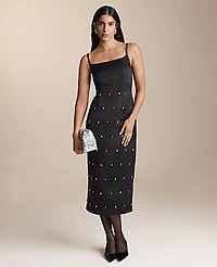 Ann Taylor Satin Sheath Dress Black Women's