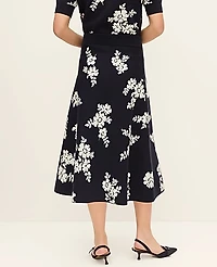 Ann Taylor Floral Jacquard Midi Skirt Night Sky Women's