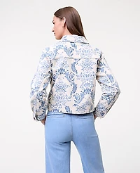 Ann Taylor Weekend Toile Denim Jacket Feather Women's