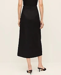 Ann Taylor Lace Trim Linen Blend Midi Skirt Black Women's