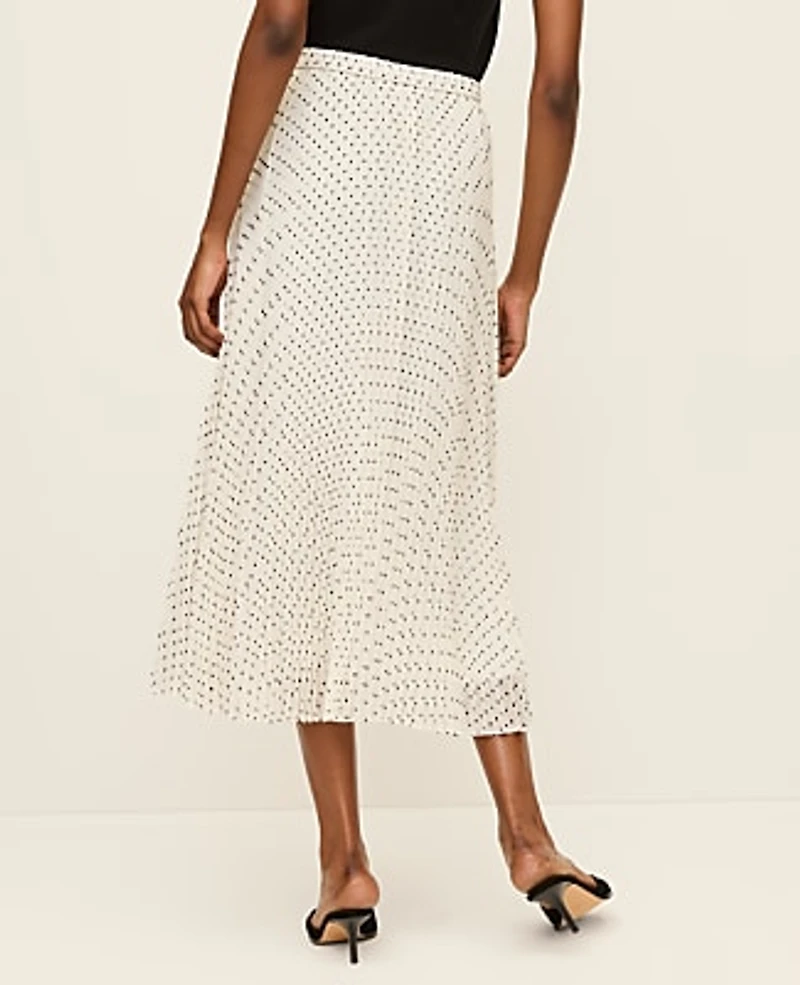 Ann Taylor Polka Dot Chiffon Midi Skirt Winter White Women's