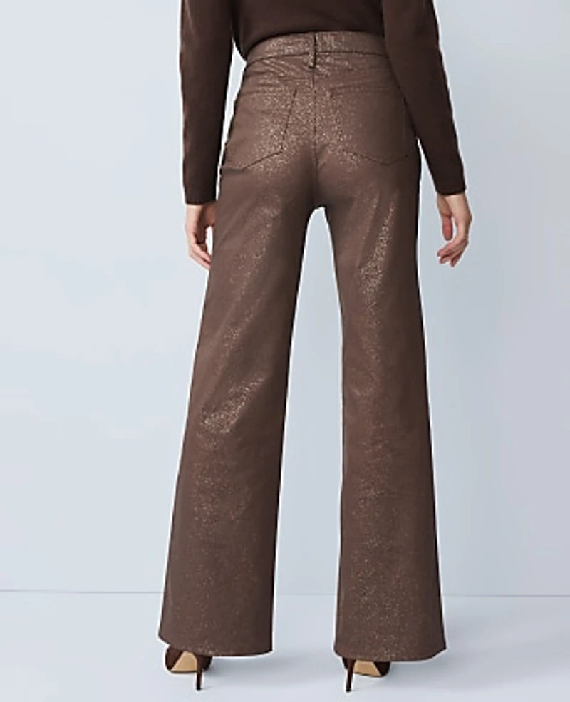 Ann Taylor The Shimmer Wide-Leg Jean Copper Sparkle Women's