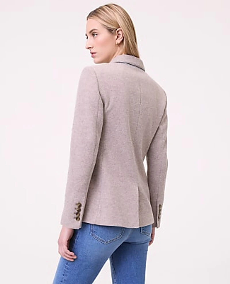 Ann Taylor Weekend Greenwich Blazer Brushed Knit Moon Rock Heather Women's