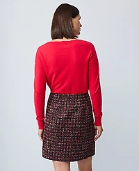 Ann Taylor Sequin Tweed A-Line Skirt Red/Black Multi Women's
