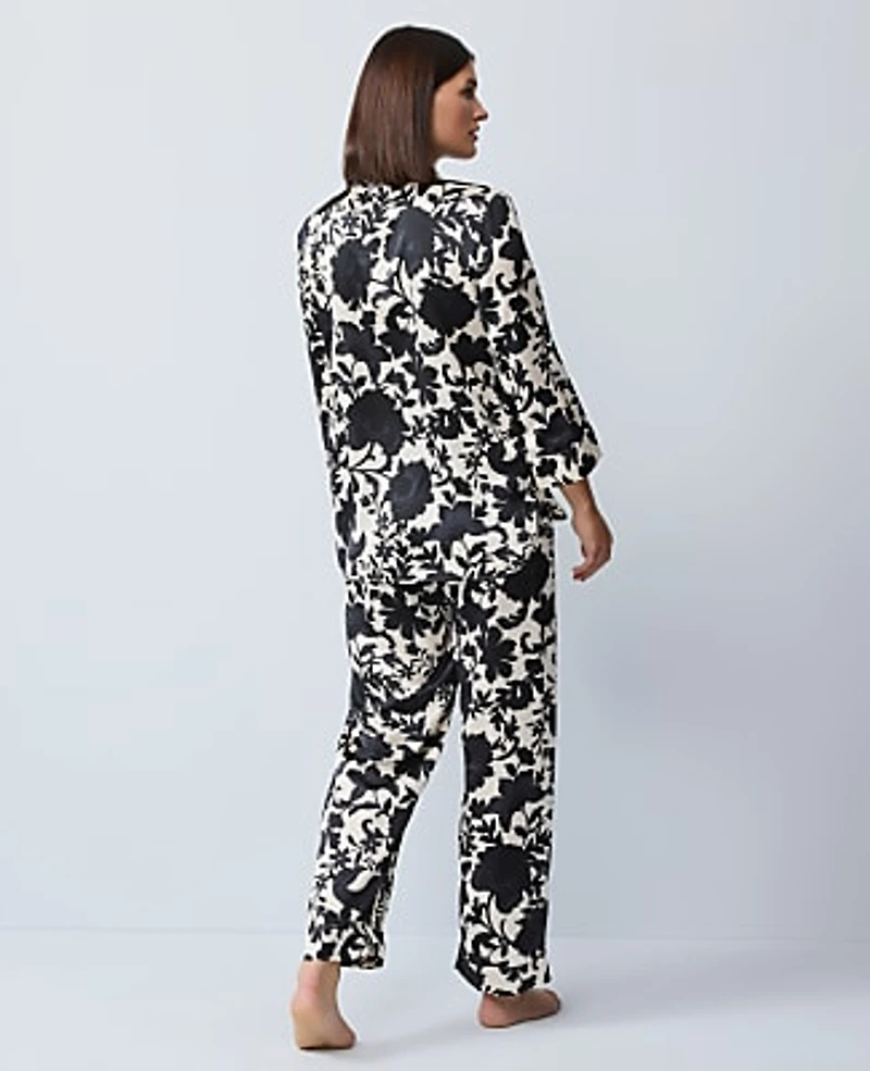 Ann Taylor Floral Pajama Set Black Women's