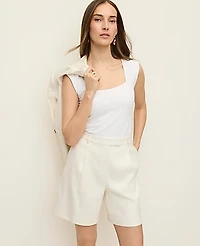 Ann Taylor The Long Short Linen Blend Winter White Women's