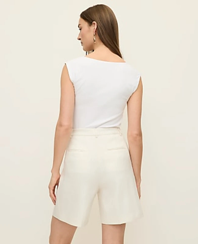 Ann Taylor The Long Short Linen Blend Winter White Women's